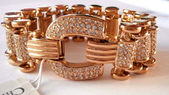 Christian Dior Signed Gold Plated "Buckle"  Brace… - image 1