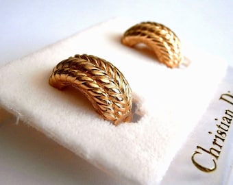 Vintage Christian Dior Earrings; Clip-ons, Gold  Plated:  Made in USA