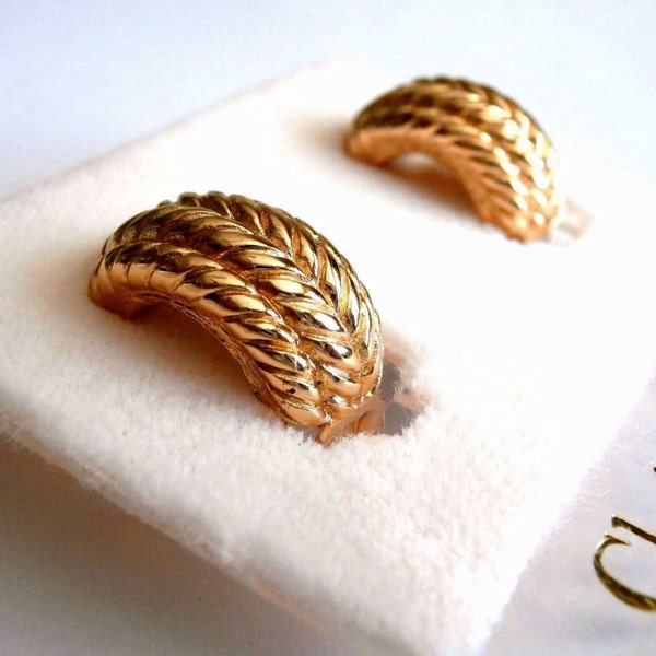 Dior Clip Earrings Gold Plated Signed "Chr.Dior"