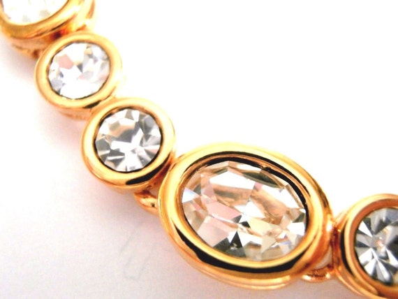 Swarovski Signed Bracelet Gold Plated with Bezel … - image 5