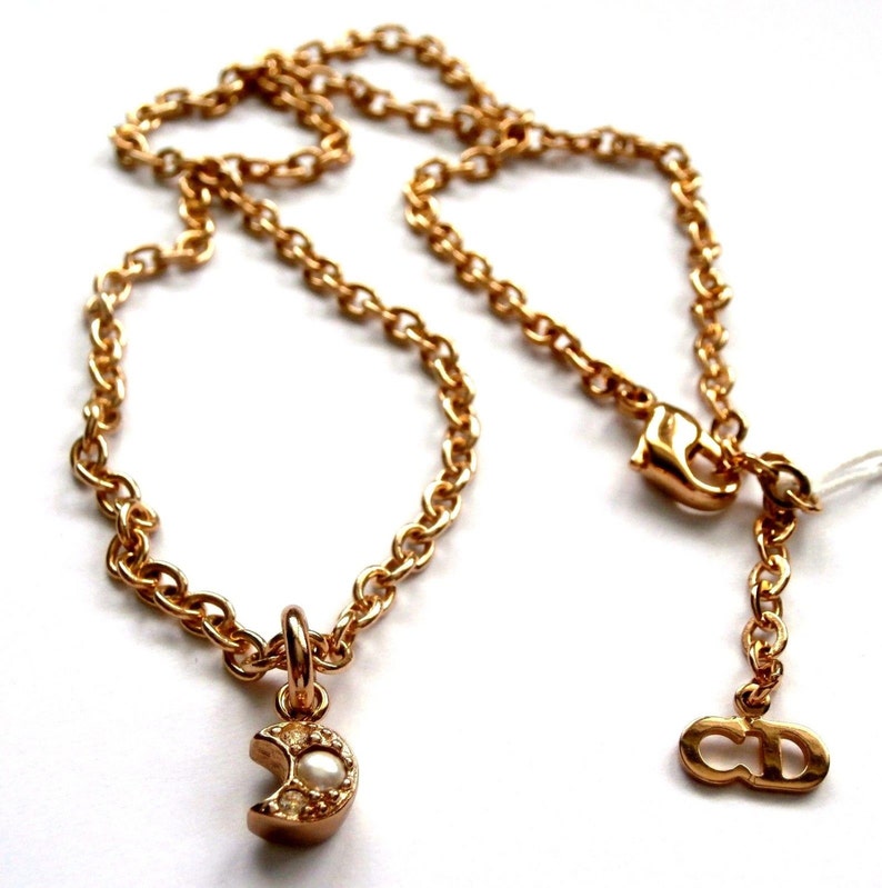 Christian Dior Signed Necklace Goldplated With Crystal & Etsy