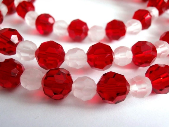 Austrian Crystal Necklace 30" long with Siam Red … - image 2