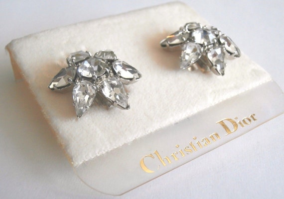Christian Dior Signed Rhodium Plated Clip-On Earr… - image 4