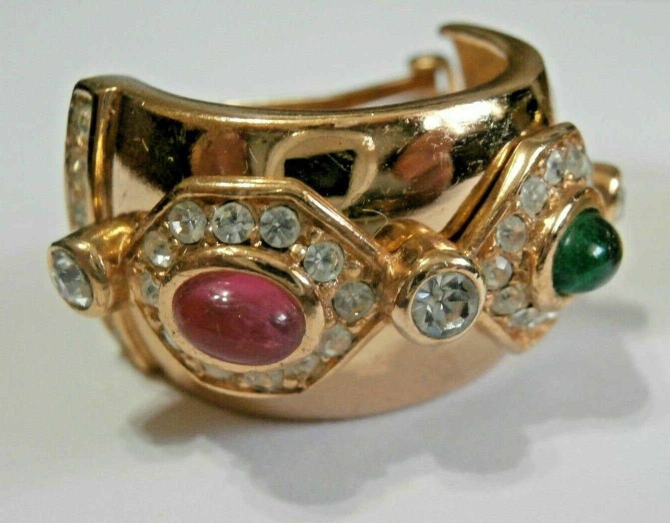 Christian DIOR Signed Gold Plated Hoop Earrings Emerald Christian DIOR Signed Gold Plated Hoop Earrings Emerald
