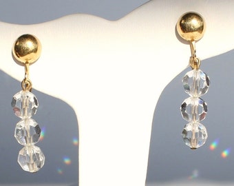 Swarovski Clip Earrings with Clear Crystal Beads