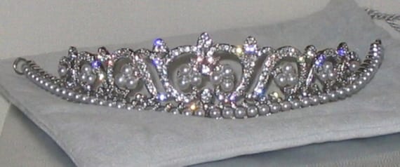 Swarovski Signed Princess Tiara Rhodium Plated se… - image 3