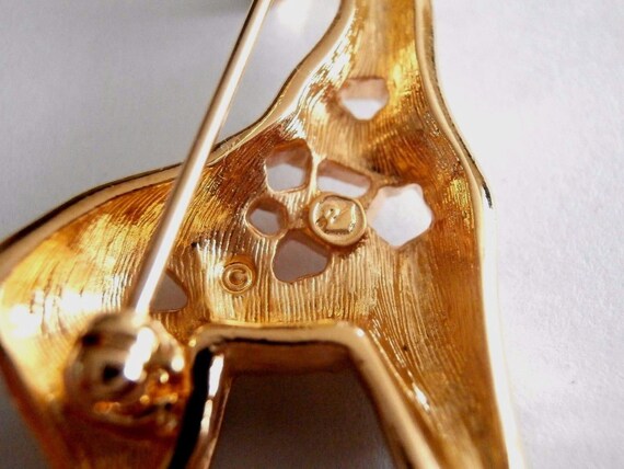 Swarovski Signed Gold Plated Giraffe Pin Brooch s… - image 4