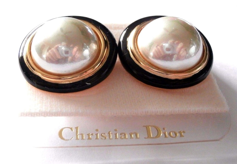 Christian Dior Signed Gold Plated Clip on Earrings With Pearl Etsy