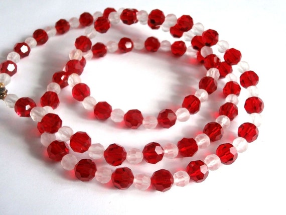 Austrian Crystal Necklace 30" long with Siam Red … - image 5