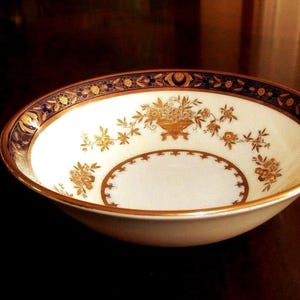 Minton-dynastie kobaltblauw H-3775; Fruit-/havermoutkom, Bone China: gemaakt in Engeland