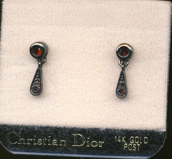 christian dior 14k gold post earrings