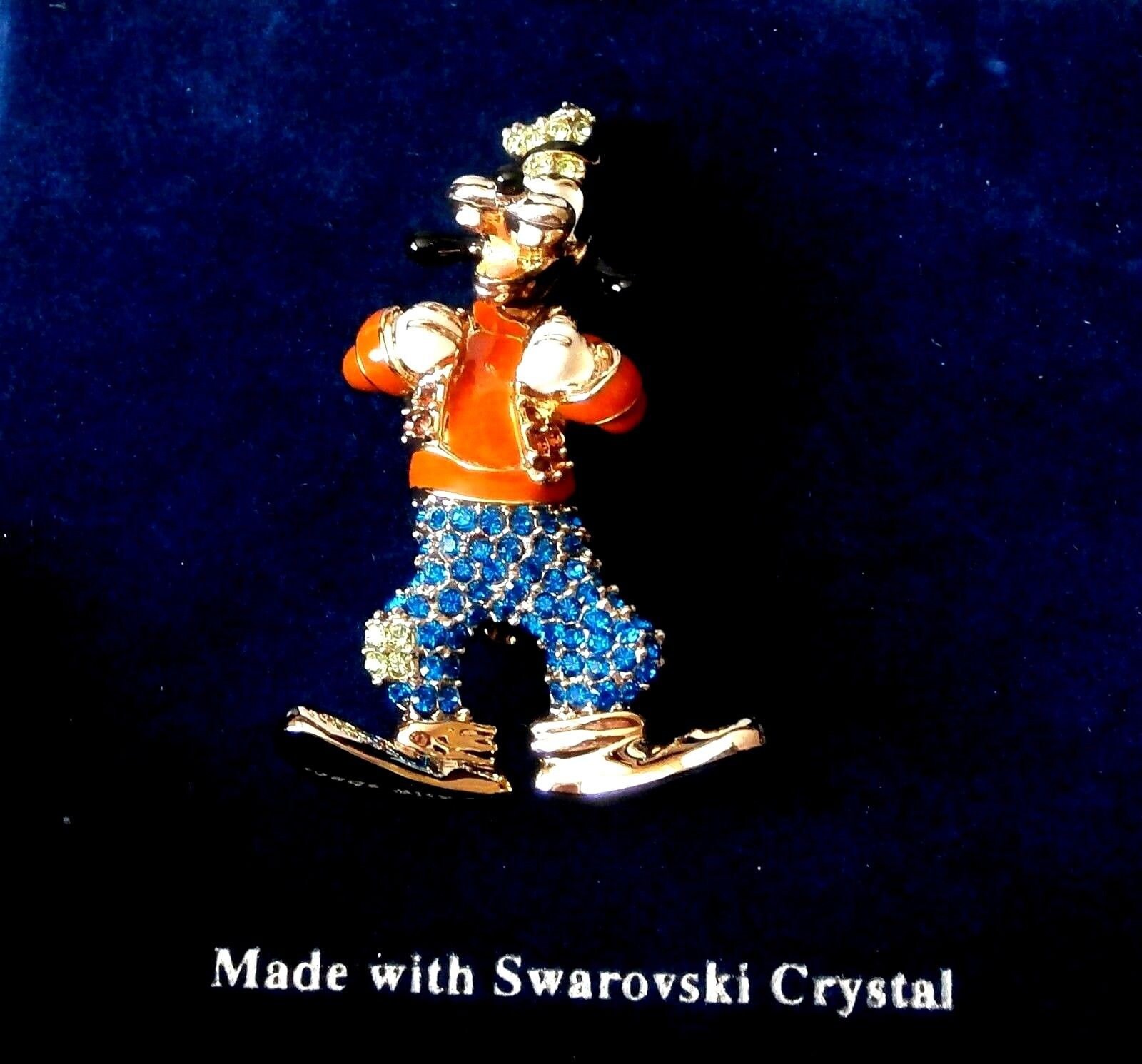 Swarovski Disney Signed Pin Brooch Limited Edition Goofy MIB