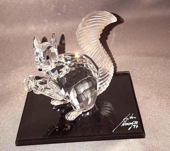 Swarovski Crystal 10th Anniversary Squirrel With Mirror MIB COA - Etsy