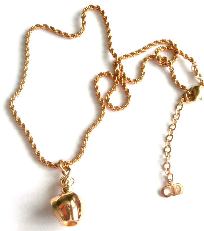 Christian Dior Signed Gold Plated Necklace with Poison Bottle Etsy