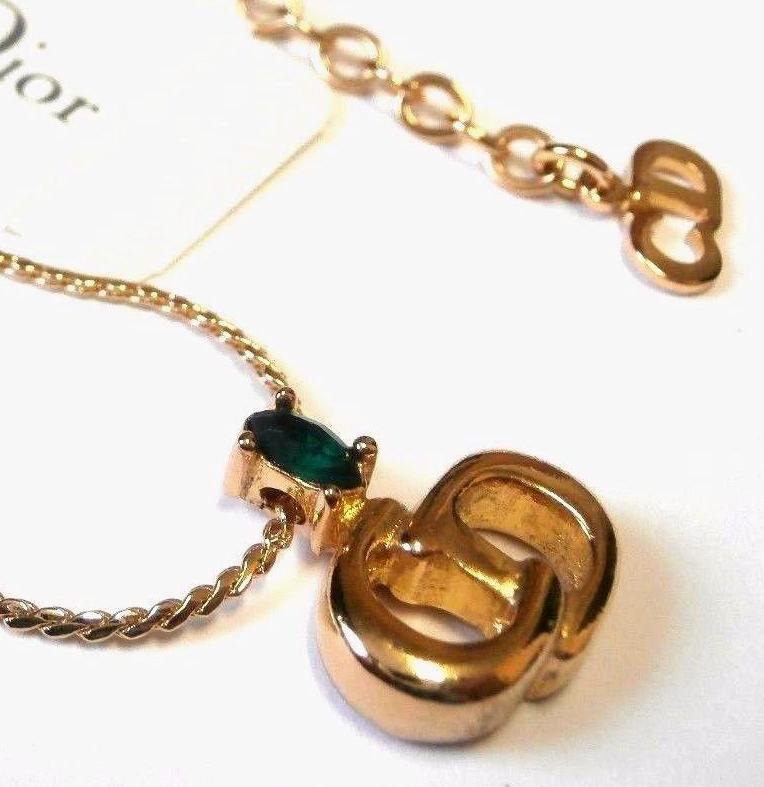 ネックレス・ペンダント Dior Mer Des Merveilles Necklace Christian Dior Signed Gold Plated Necklace With Emerald