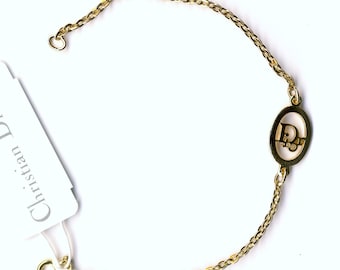 Authentic Christian Dior Symbol Bracelet Gold Plated Chain With