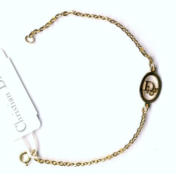 未使用級　Christian Dior　bracelet gold logo Authentic Christian Dior Symbol Bracelet Gold Plated Chain With