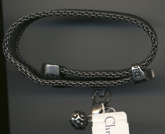 Christian Dior Signed Bracelet Gunmetal "Belt" b… - image 4