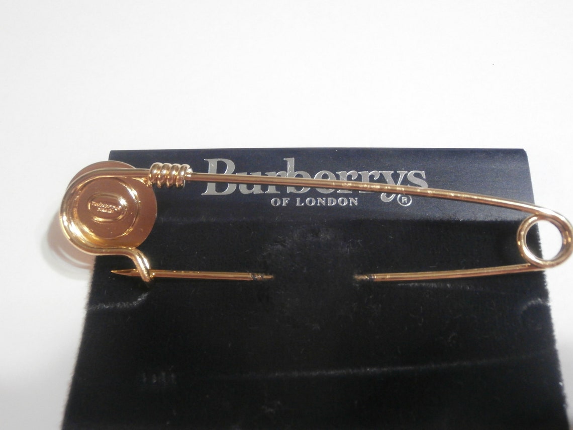 Signed Burberrys of London Pin Brooch Gold Plated Kilt Safety Etsy