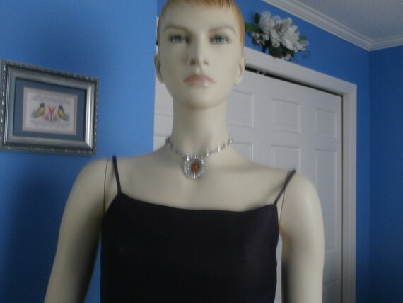 Christian Dior By Kramer Clear Rhinestone Necklace With Orange Etsy Uk