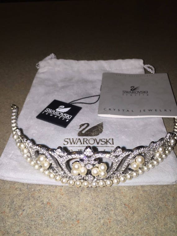 Swarovski Signed Princess Tiara Rhodium Plated se… - image 4