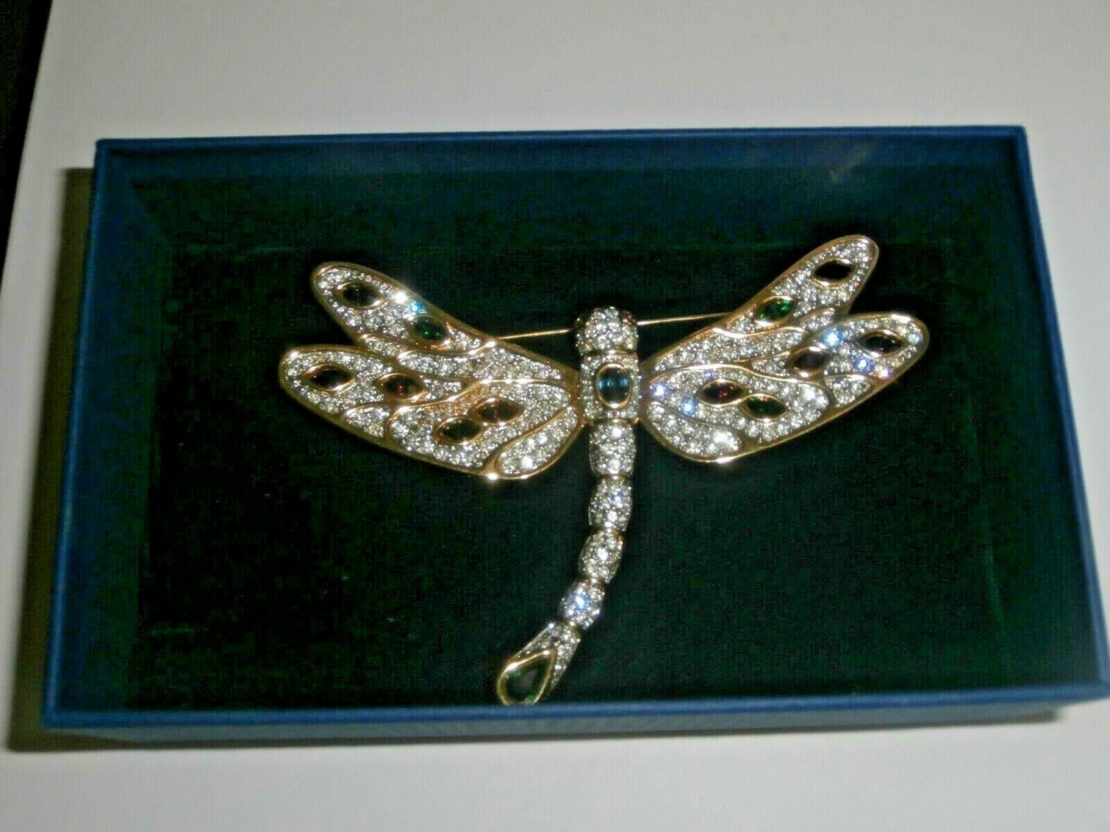 Broche de libélula en oro firmado Swarovski - Etsy México