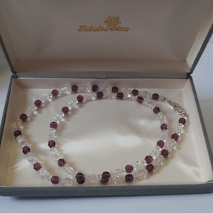 Swarovski Necklace 23 1/2" from early Edelweiss Collection Clear & Amethyst Purple Crystals