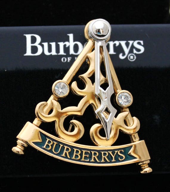 Burberrys of London Signed Brooch Silver & Plated |