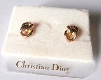Christian Dior Signed  Gold Plated Clip-On Earrings