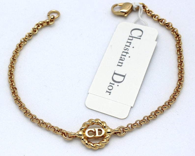 Christian Dior Symbol Bracelet Gold-plated Chain With CD | Etsy
