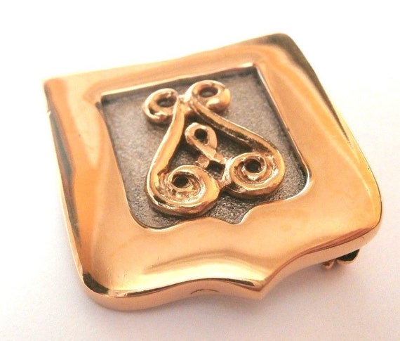 1980's Rochas Signed  Gold Plated Pin Brooch  Num… - image 3