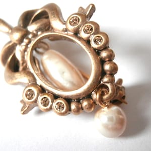 Christian Dior Crystal & Pearl Pin Brooch; Gold Plated:  Made in USA
