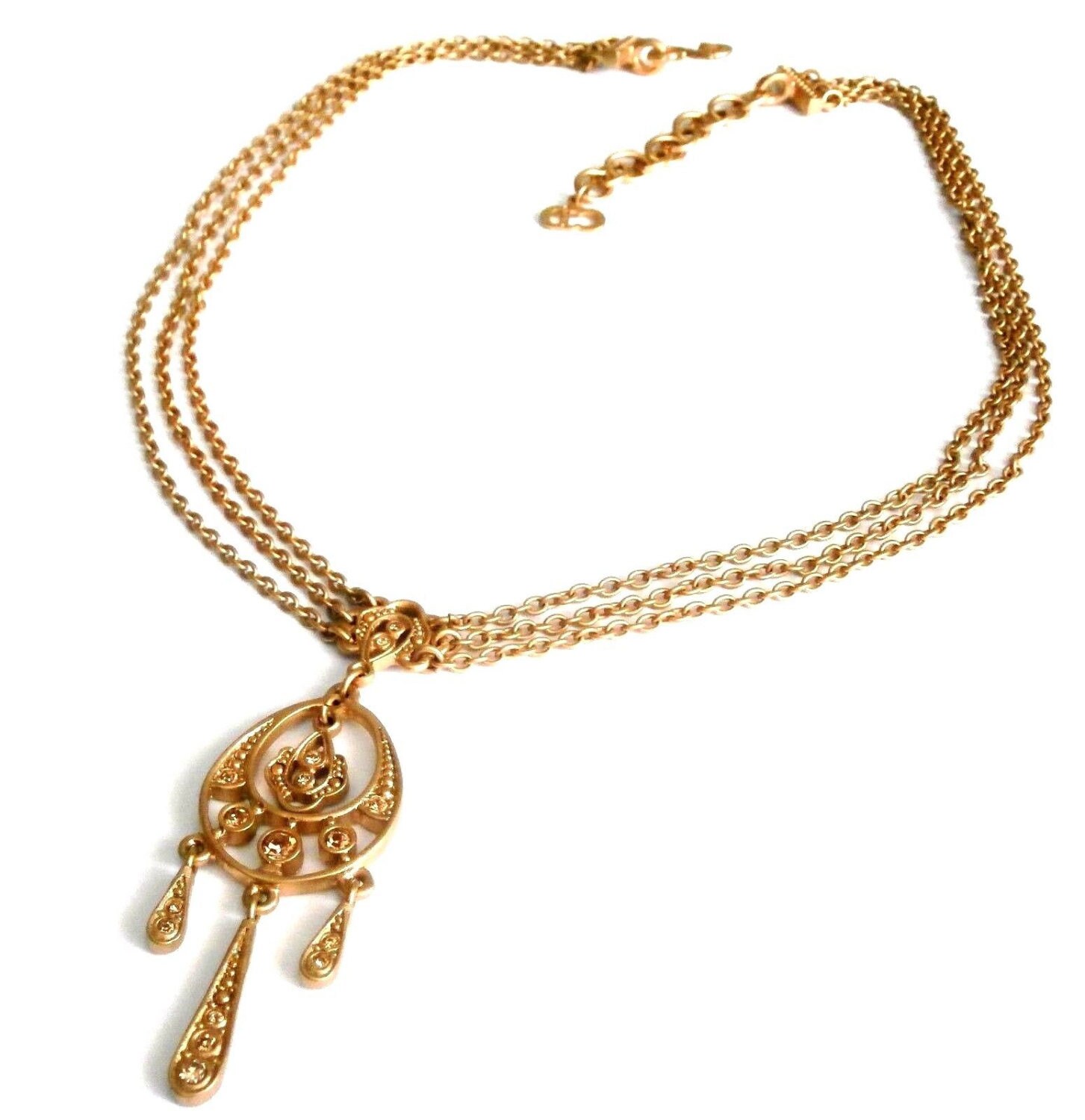 Christian Dior Signed  Necklace Gold Plated with Crystals