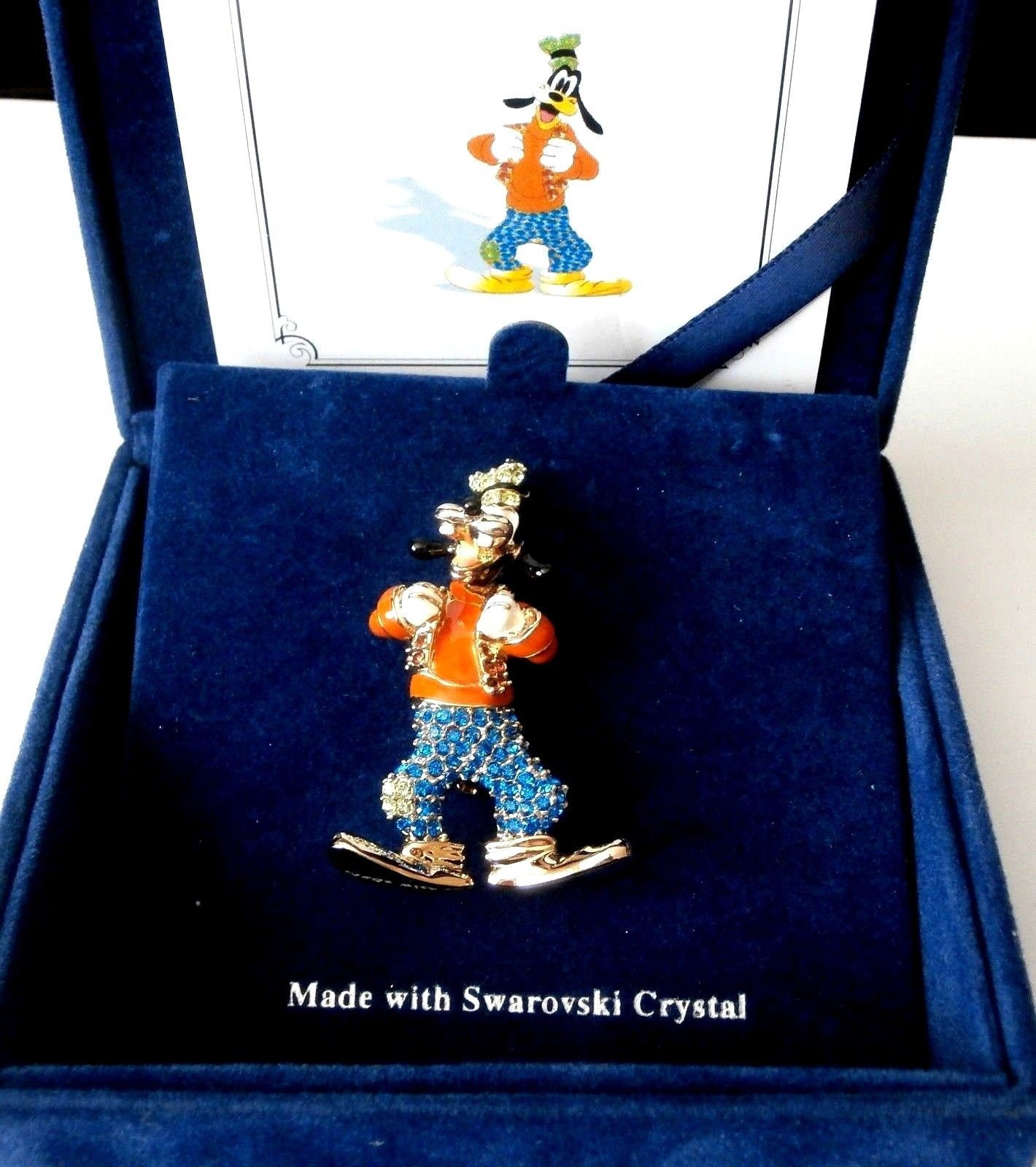 Swarovski Disney Signed Pin Brooch Limited Edition Goofy MIB COA
