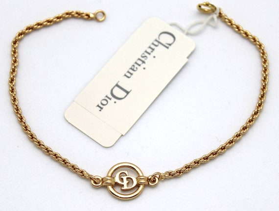 Christian Dior Symbol Bracelet Gold Plated CD Mon… - image 1