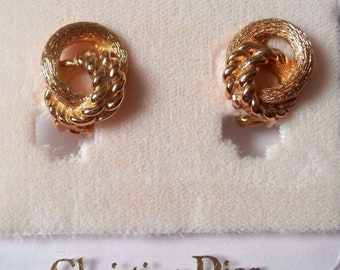 Christian Dior Signed Gold-Plated Clip Earrings