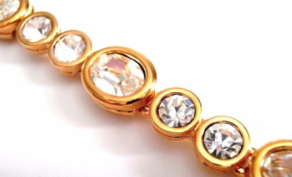 Swarovski Signed Bracelet Gold Plated with Bezel … - image 3