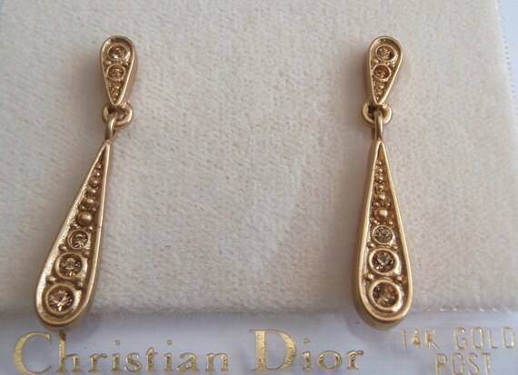 Christian Dior Gold Plated Earrings with Swarovsk… - image 2