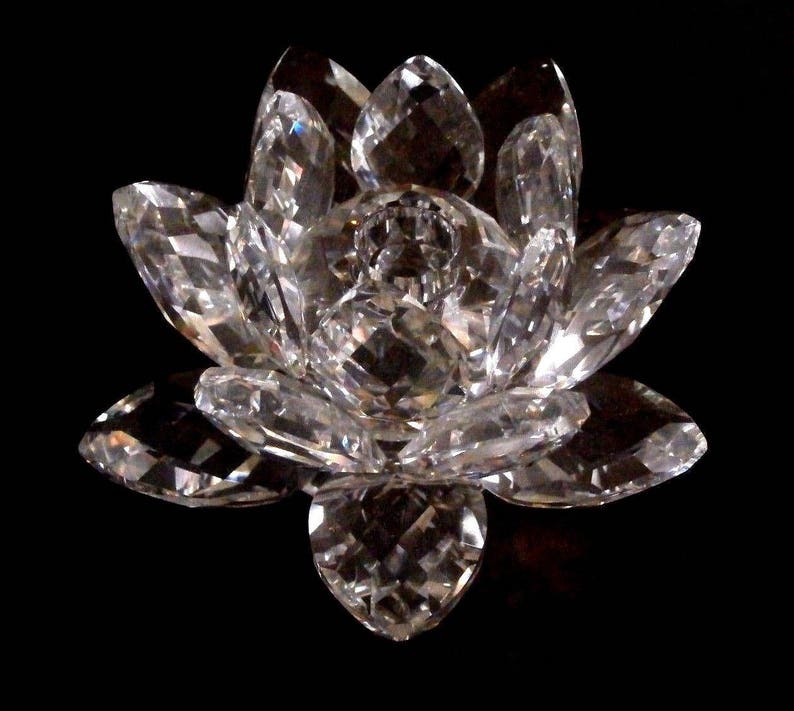 Swarovski Crystal Medium Water Lily Candle Holder NO Box Etsy