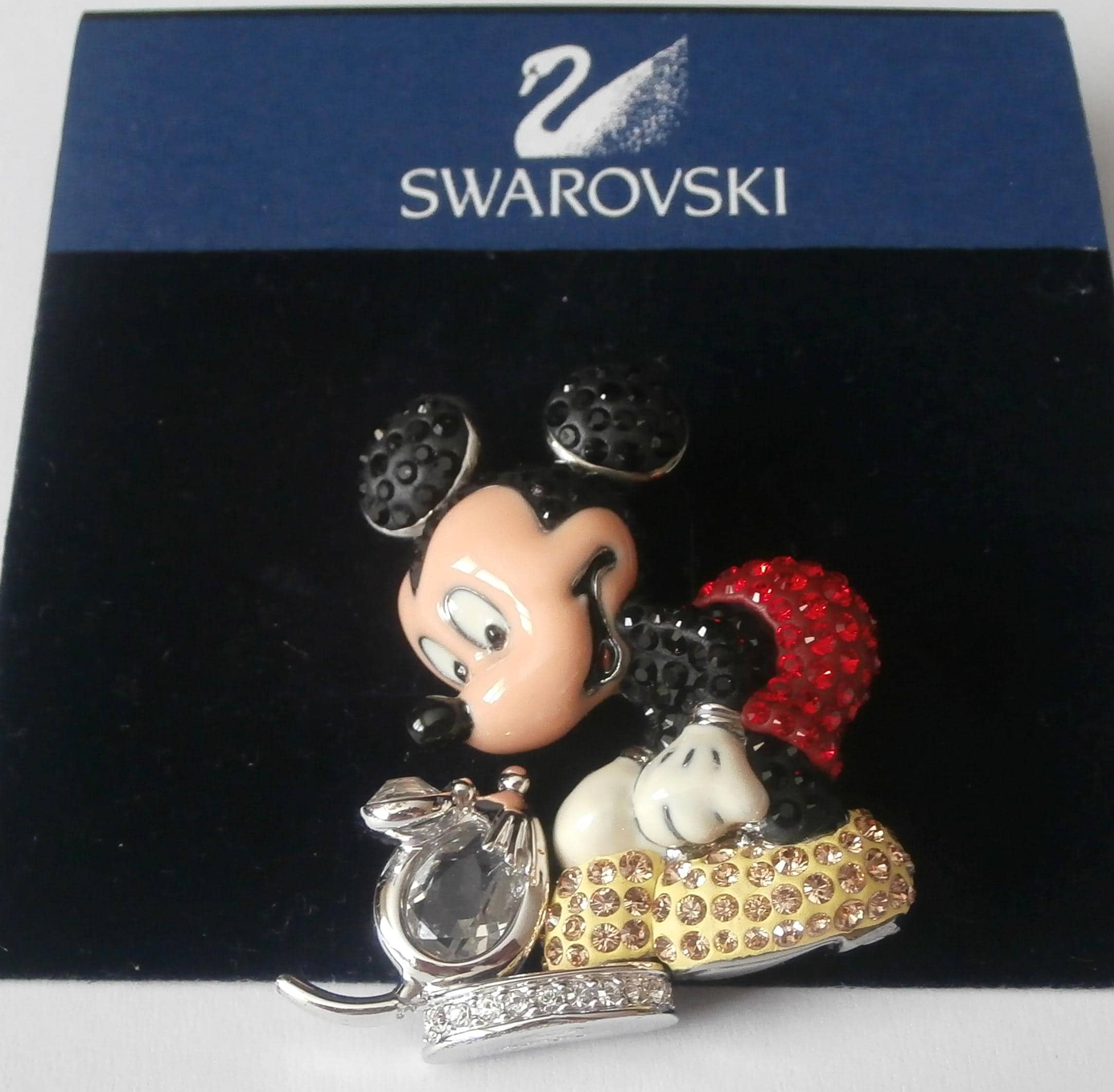 Signed Swarovski Crystal Disney Mickey Mouse Brooch Pin 2005 