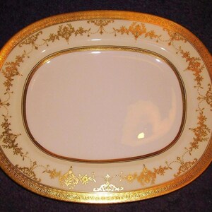 Minton Riverton Raised Gold Pattern K227; Rectangular 13" Platter Bone China: Made in England