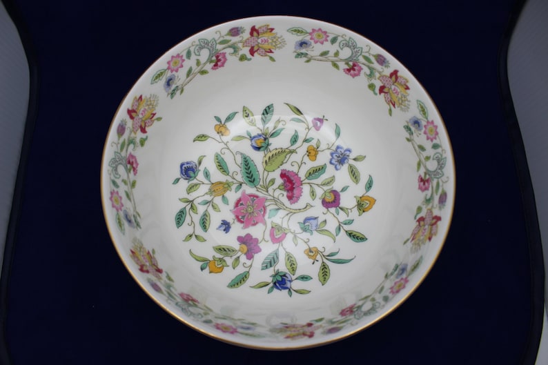 Minton Haddon Hall Salad Bowl English Bone China Large Gold Trim Etsy