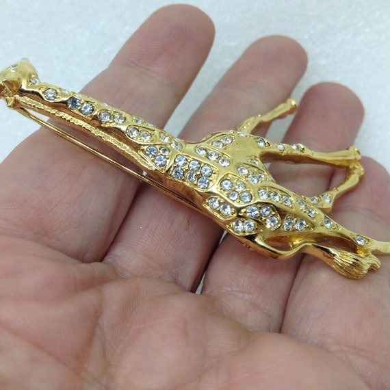 Swarovski Signed Gold Plated Giraffe Pin Brooch s… - image 3