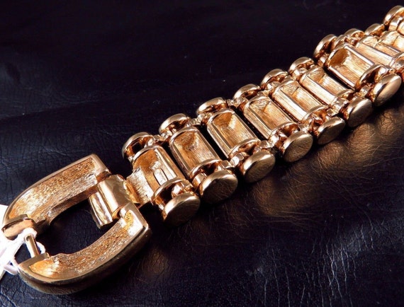 Christian Dior Signed Gold Plated "Buckle"  Brace… - image 5