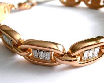 Christian Dior Signed Bracelet Gold Plated set with Crystals