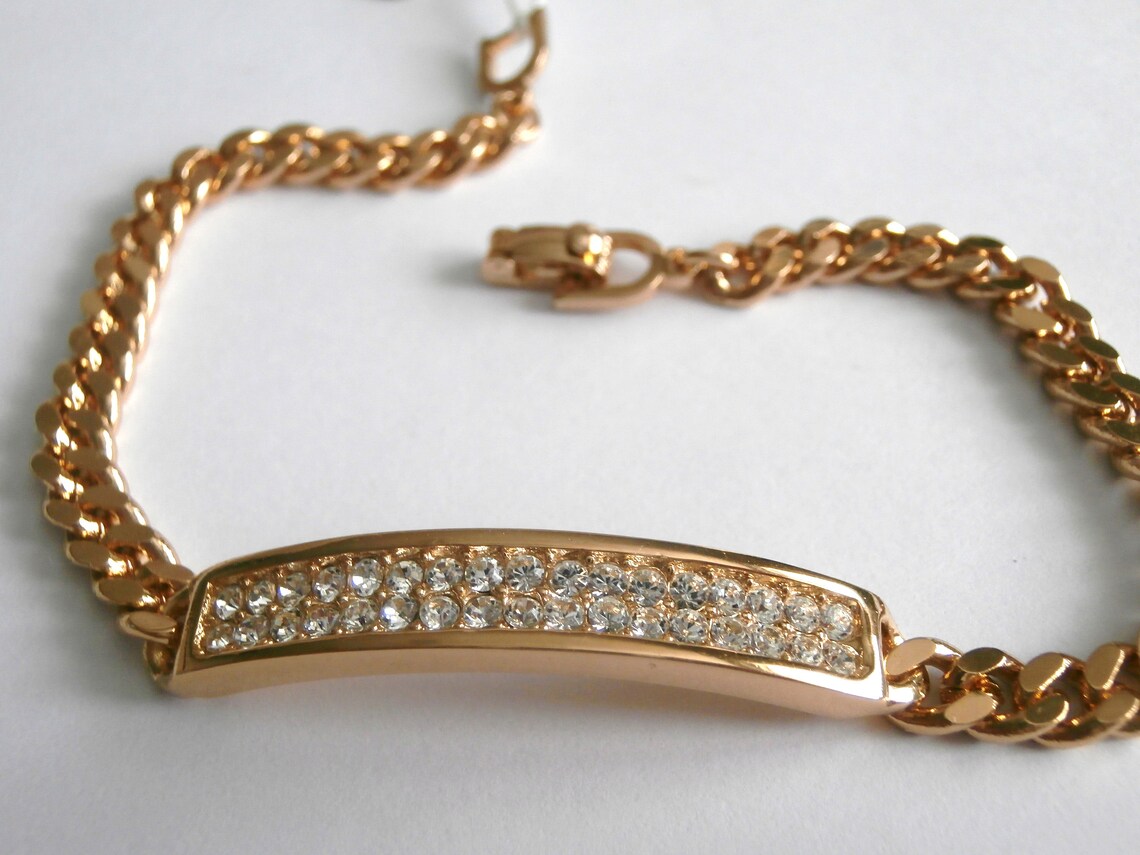Christian Dior Signed Bracelet Gold Plated Set With Crystals Etsy