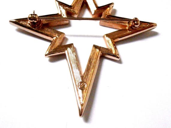 Signed Swarovski Pin Brooch Gold Plated Star with… - image 2