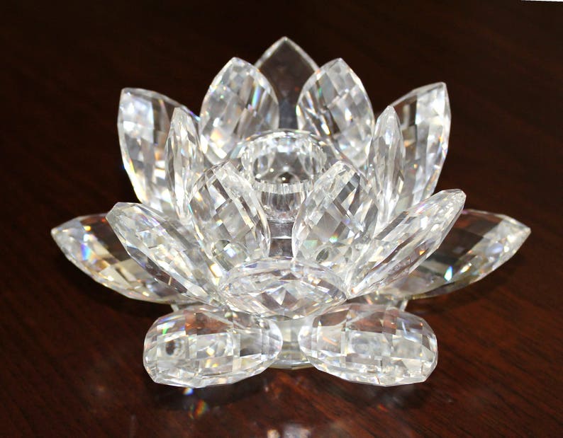 Swarovski Crystal Medium Water Lily Candle Holder NO Box Etsy