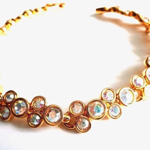 Swarovski Signed Bracelet Gold Plated with Aurora Borealis Crystals