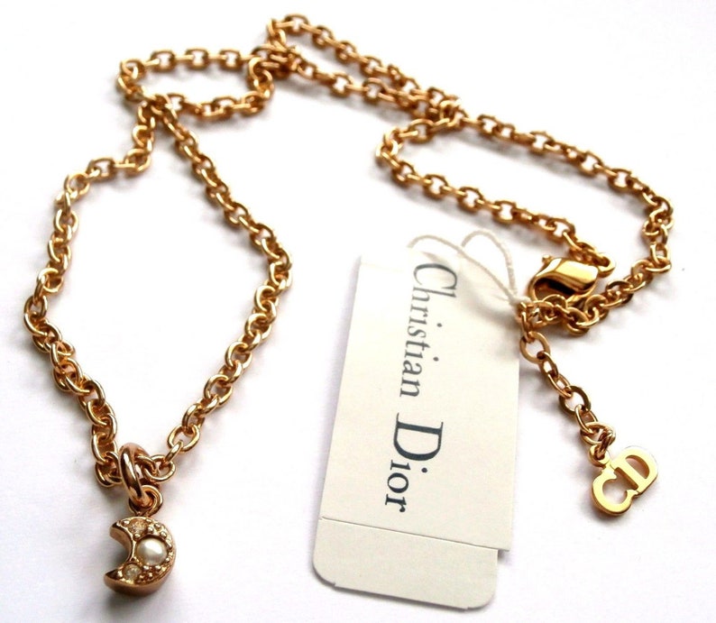 Christian Dior Signed Necklace Goldplated With Crystal & Etsy
